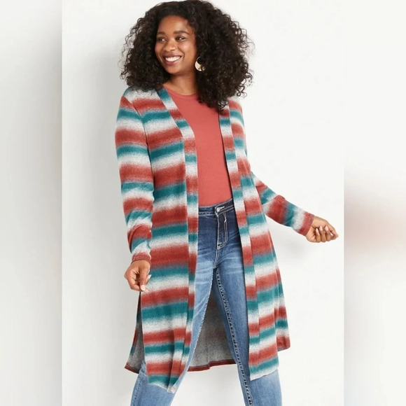 Maurices Sweaters - Maurice's | Colorblock Long Cardigan Sz L